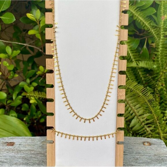 New NWOT Slide Jewelry Matching Gold Boho Fringe Necklace & Bracelet. - Picture 3 of 8